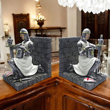 Load image into Gallery viewer, Templar Knight Bookends – Gothic Warrior Figurine Pair – Decorative Book Holder