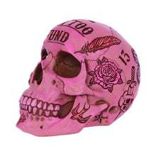 Laden Sie das Bild in den Galerie-Viewer, Pink Gothic Tattoo Skull Money Box | Resin Skull Coin Bank | Tattoo Fund Gift Box