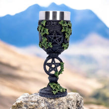 Load image into Gallery viewer, Wiccan Ivy Goblet with Pentagram Symbol 19.5cm - Gothic Pagan Chalice Gift