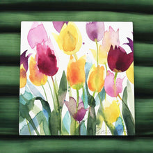 Load image into Gallery viewer, Colourful Tulips Ceramic Tile Wall Art Plaque 20x20 cm - Floral Decor P Stone
