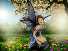 Laden Sie das Bild in den Galerie-Viewer, Sapphire Night Fairy Statue, Mystical Fantasy Decor, Enchanting Blue Nymph Figurine, Magical Realm Ornament, Elegant Faerie Sculpture-OsirisTradingUK