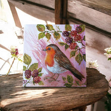 Load image into Gallery viewer, HEDGEROW ROBIN Ceramic Art Tile by Judith Yates 20x20 cm – Decorative Wall Hanging Tile