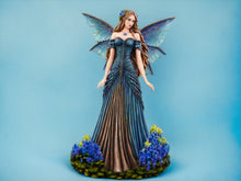 Load image into Gallery viewer, Royal Azure Enchantment - Elegant Resin Fairy Statue with Iridescent Wings, Majestic Garden Fairy Collectible, Enchanted Forest Decor-OsirisTradingUK