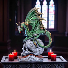 Laden Sie das Bild in den Galerie-Viewer, Gothic Dragon on Skull & Spell book Figurine Mythical Fantasy Ornament Art Decor