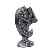 Load image into Gallery viewer, Celtic Crescent Wolf and Moon Ornament Knotwork Sculpture ancient symbolism