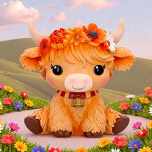 Load image into Gallery viewer, Moo Crew Marigold Flower Cow Statue Farmhouse Figurine Cute Collectable
