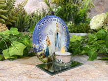 Laden Sie das Bild in den Galerie-Viewer, Beautiful Glass Votive Light Holder with Our Lady of Lourdes Catholic Gift-OsirisTradingUK