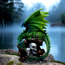 Load image into Gallery viewer, Green Dragon Figurine Gothic Resin Statue Fantasy Decor Collectible Ornament 23cm