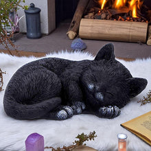Laden Sie das Bild in den Galerie-Viewer, Sleeping Black Cat Statue Feline Figurine Witchcraft Gothic Wiccan Collectable Art