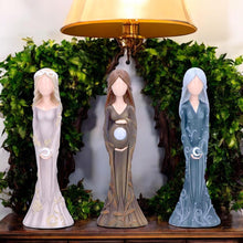 Load image into Gallery viewer, Wiccan Maiden, Mother & Crone Figurines Set 15cm Triple Goddess Statues Spiritual Altar Decor
