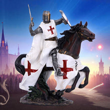 Laden Sie das Bild in den Galerie-Viewer, Medieval Templar Knight Statue Crusader Warrior Sculpture Historical Horse Rider