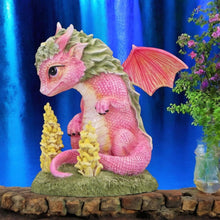 Load image into Gallery viewer, Adorable Pink Dragon Figurine Collectable Statue Floral Accents Ornament