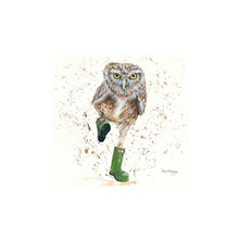 Load image into Gallery viewer, "OLIVER IN BOOTS 20x20cm Ceramic Art Tile by Bree Merryn – Ready to Hang Wall Art | Cute & Quirky Owl Decor | Brand New in Box"