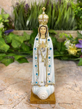 Load image into Gallery viewer, Elegant Our Lady of Fatima Resin Statue, Hand-Painted Marian Figurine, Religious Icon, Blessed Virgin Mary Sculpture, Catholic Decor