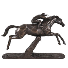 Load image into Gallery viewer, Istabraq Bronze Effect Horse Sculpture by Harriet Glen | Majestic Equestrian Art, Horse Racing Memorabilia, Resin Statue 33 x 22 cm
