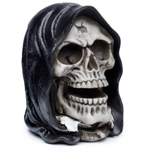 Load image into Gallery viewer, Reaper Skull Figurine Gothic Resin Head Statue Halloween Ornament Horror Decor