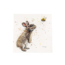 Load image into Gallery viewer, Bugsy and Bumble Bree Merryn Ceramic Art Tile 20x20cm - Bunny and Bee Wall Decor, Ready to Hang, Nature-Inspired Gift for Animal Lovers