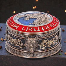Load image into Gallery viewer, Fenrir Treasure Box Norse Mythology Viking Wolf Rune Storage Keepsake Trinket