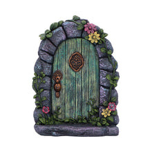 Load image into Gallery viewer, Magical Resin Fairy Door Figurine – Stone Archway with Floral Vines & Rustic Charm 16cm