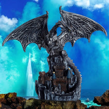 Load image into Gallery viewer, Magic Silver Castle Guardian Dragon Figurine - Fantasy Statue Ornament