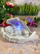 Laden Sie das Bild in den Galerie-Viewer, Angelic Resin Figurine with LED Light | Iridescent Angel Wings Décor | Serene Cherub Home & Meditation Space Accent-OsirisTradingUK