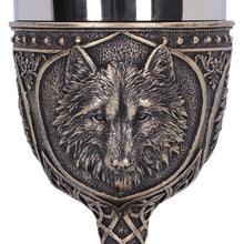 Load image into Gallery viewer, Medieval Wolf Goblet Chalice with Celtic Knotwork Tribal Gothic Fantasy Drinkware