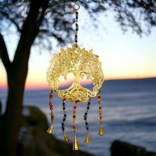 Laden Sie das Bild in den Galerie-Viewer, Golden Tree of Life Wind Chime | Metal Harmony Garden Zen Decor | Spiritual Outdoor Hanging Art | Calming Bells Meditation Patio Accessory-OsirisTradingUK