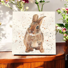 Load image into Gallery viewer, BELLA Rabbit Bunny Ceramic Art Tile by Bree Merryn | 20x20 cm | Wall Art Ready to Hang | Cute Animal Design | Gift for Rabbit Lovers | Boxed
