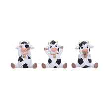Load image into Gallery viewer, Three Wise Cows Figurine Set See No Hear No Speak No Evil Farm Yard Ornaments