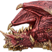 Laden Sie das Bild in den Galerie-Viewer, Mythical Red Gothic Dragon Resting Fantasy Creature Figurine Enchanted Decor