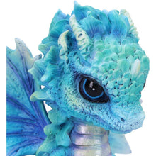 Load image into Gallery viewer, Blue Baby Dragon Figurine 11cm – Fantasy Resin Ornament with Rose & Glitter Wings