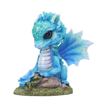Load image into Gallery viewer, Blue Baby Dragon Figurine 11cm – Fantasy Resin Ornament with Rose & Glitter Wings