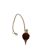 Load image into Gallery viewer, Rudraksha Dowsing Pendulum with Clasps - Natural Energy Healing Tool, 22cm Chain Length
