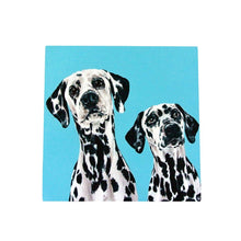 Load image into Gallery viewer, Brother & Sister Dalmatian Dogs Ceramic Art Tile by Victoria Coleman - 20x20 cm Wall Art Decor, Ready to Hang - Boxed Gift, Dog Lover's Home Decoration, Unique Pet Portrait Tile