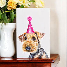 Load image into Gallery viewer, Party Airdale Terrier Ceramic Art Tile by Victoria Coleman - 20x30cm - Dog Lovers' Home Decor