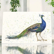 Load image into Gallery viewer, Vibrant Peacock Wall Art Ceramic Tile by Bree Merryn - 30x20 cm Decorative Hanging Tile, Nature-Inspired Home Decor Gift"