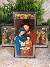 Laden Sie das Bild in den Galerie-Viewer, Handcrafted Wood Cross Icon Holy Family - Sacred Symbol of Faith and Love-OsirisTradingUK