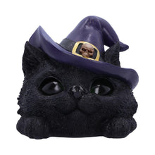 Load image into Gallery viewer, Familiar Grin Black Cat Head Ornament with Light-Up Eyes – 13.8cm Halloween Decor