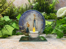 Laden Sie das Bild in den Galerie-Viewer, Beautiful Glass Votive Light Holder with Our Lady of Lourdes Catholic Gift-OsirisTradingUK