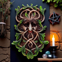 Laden Sie das Bild in den Galerie-Viewer, Mystical Forest Green Man Guardian Tree Spirit Wall Plaque Wiccan Pagan Art