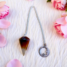 Load image into Gallery viewer, Carnelian Crystal Pendulum Moon Charm Dowser Reiki Chakra & Spiritual Work