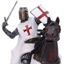 Laden Sie das Bild in den Galerie-Viewer, Medieval Templar Knight Statue Crusader Warrior Sculpture Historical Horse Rider