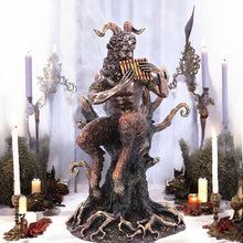Laden Sie das Bild in den Galerie-Viewer, Bronze Pan’s Melody Figurine 24cm | Mythological Resin Sculpture
