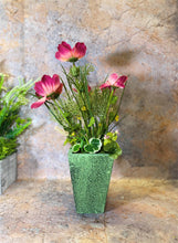 Laden Sie das Bild in den Galerie-Viewer, Handcrafted Vibrant Lifelike Red Floral Display in Artisanal Plant Pot Artificial Flowers and Plants Arrangement 40 cm tall-OsirisTradingUK