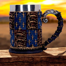 Load image into Gallery viewer, Fleur-De-Lys Lion Tankard 14 cm - Medieval Gothic Knight Mug, Historical Drinkware