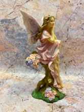 Load image into Gallery viewer, Enchanted Garden Fairy Figurine, Resin Hand-Painted Pink Floral Fantasy Decor, 16cm Mystical Fairy Statue for Home or Gift
