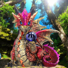Load image into Gallery viewer, Fantasy Red Dragon Figurine Holding Orb Mythical Beast Figurine Gothic Decor