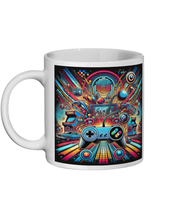 Load image into Gallery viewer, Vibrant Gaming Style Ceramic Mug - Retro Video Game Art, 11oz Coffee Cup, Perfect Gamer Gift