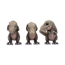 Load image into Gallery viewer, Three Wise T-Rex Dinosaur Figurines Set See No, Speak No, Hear No Evil Figurines