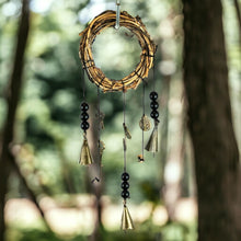 Load image into Gallery viewer, Enchanted Wicker Tree of Life Protection Bells - Rustic Witch's Wind Chime with Metal Charms - Spiritual Home Decor for Positive Energy-OsirisTradingUK